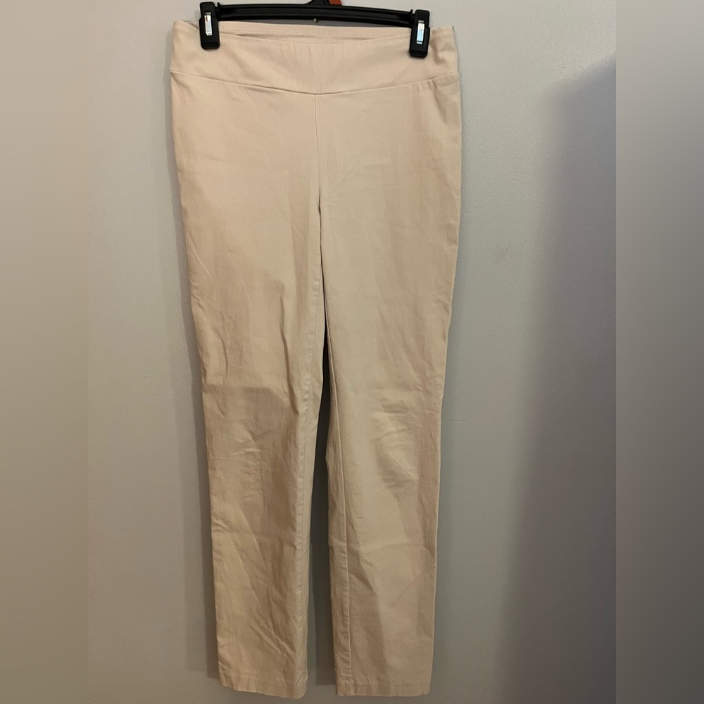 J. McLaughlin Cream Straight Leg Pants Pull On Stretch Trousers